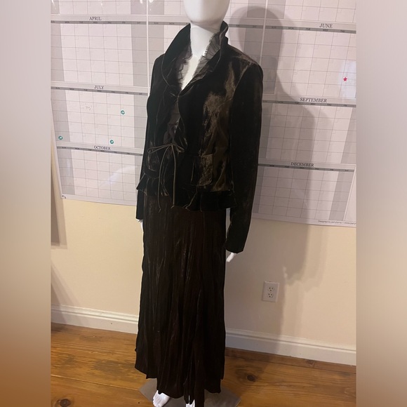 Dark brown coffee dead poets society Bohemia long skirt and blazer set Medium - Picture 14 of 14